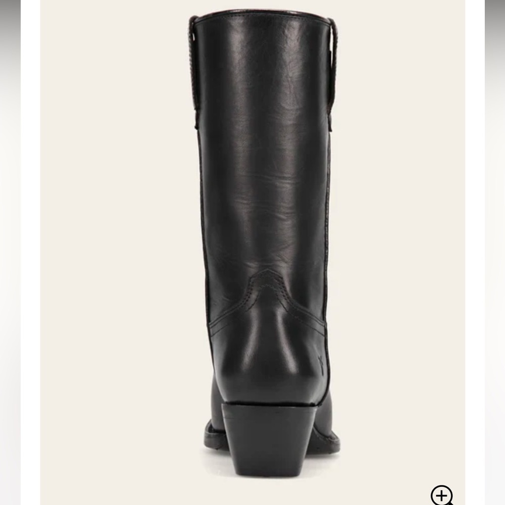 Frye Sacha Mid Black Leather Heeled Boots - Picture 3 of 3